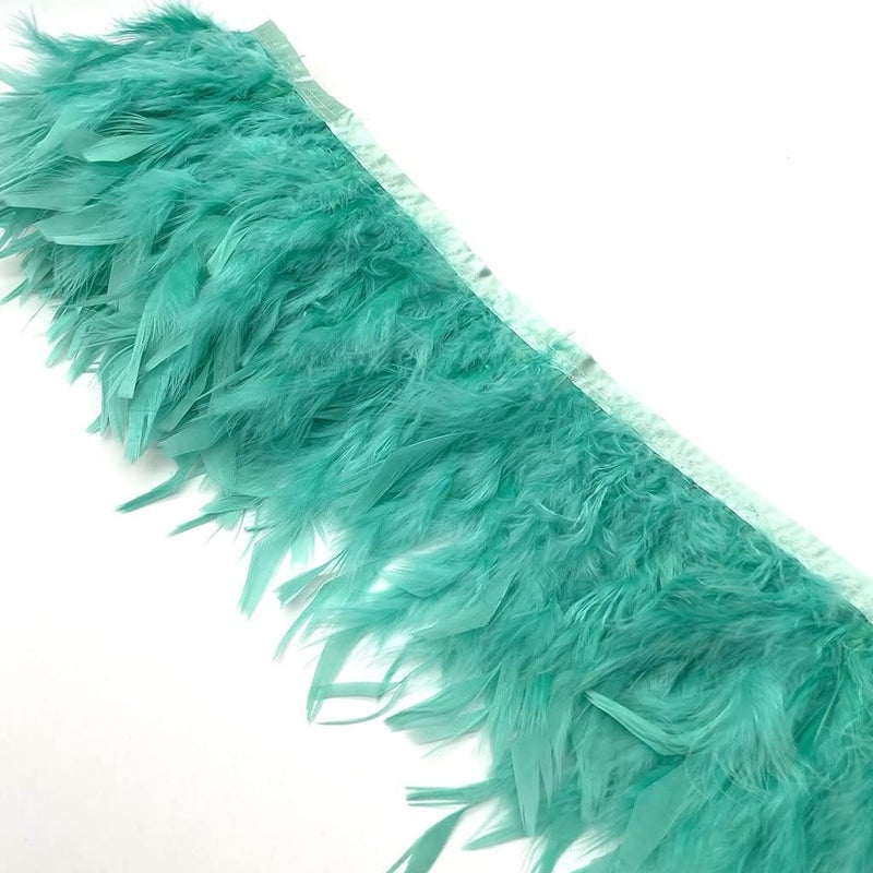 Shekyeon Turkey Feathers Fringe Trim for Party Clothing DIY Sewing Crafts Decoration Pack of 2 Yards (Mint Green) - Image 3